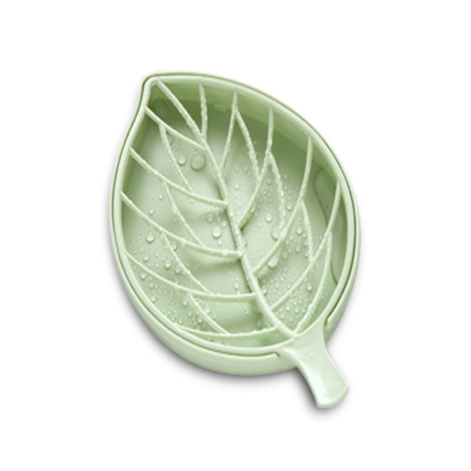 3-Piece Plastic Leaf-Shaped Soap Dish Set - Bathroom & Kitchen Countertop Soap Holder Tray for Bar Soap Storage - Perfect for Sink, Vanity, and Shower Organization