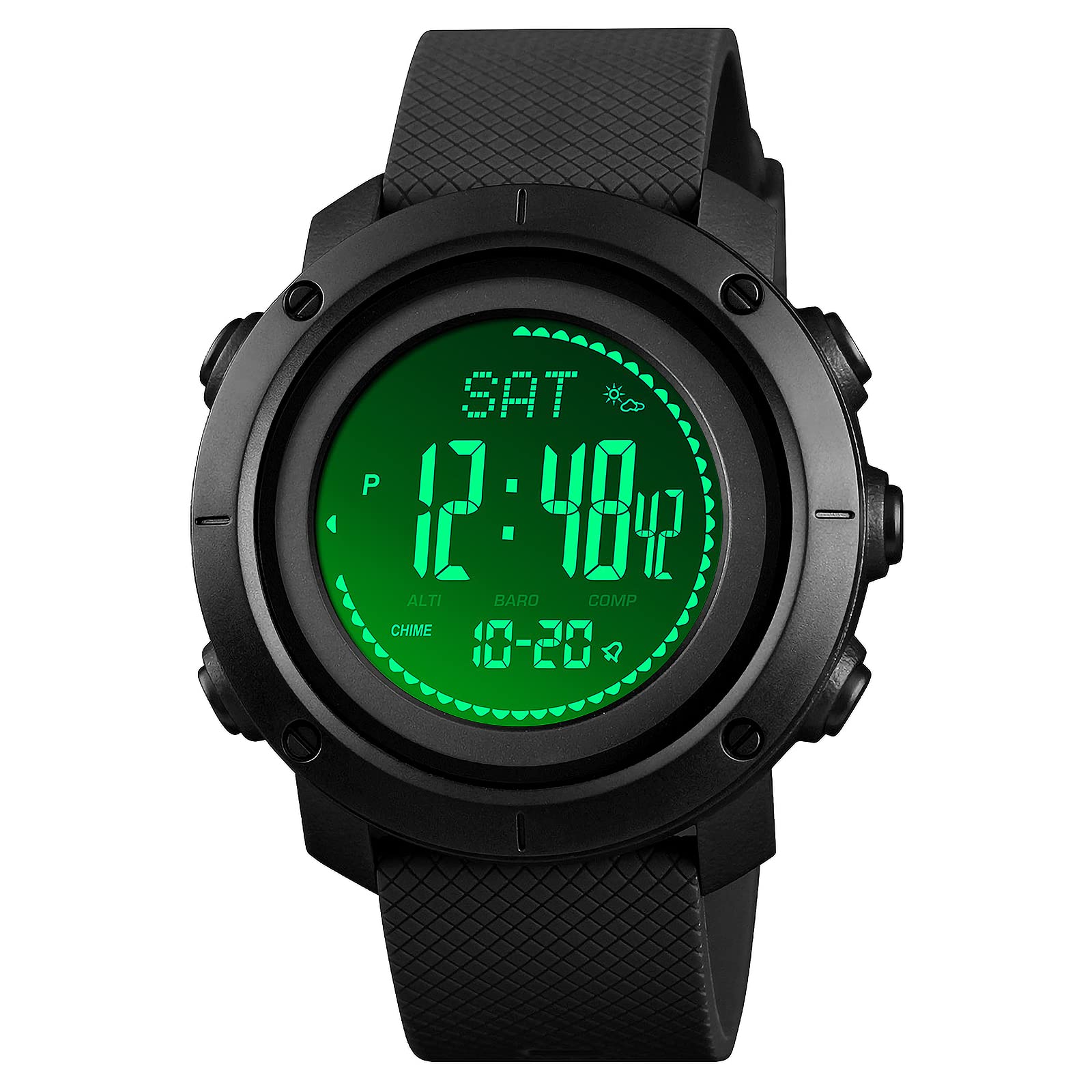 Military Tactical Watch with Compass, Altimeter, Barometer, Pedometer & Thermometer - Rugged Outdoor Sports Watch for Men - Perfect for Hiking, Camping, Hunting & Survival Adventures