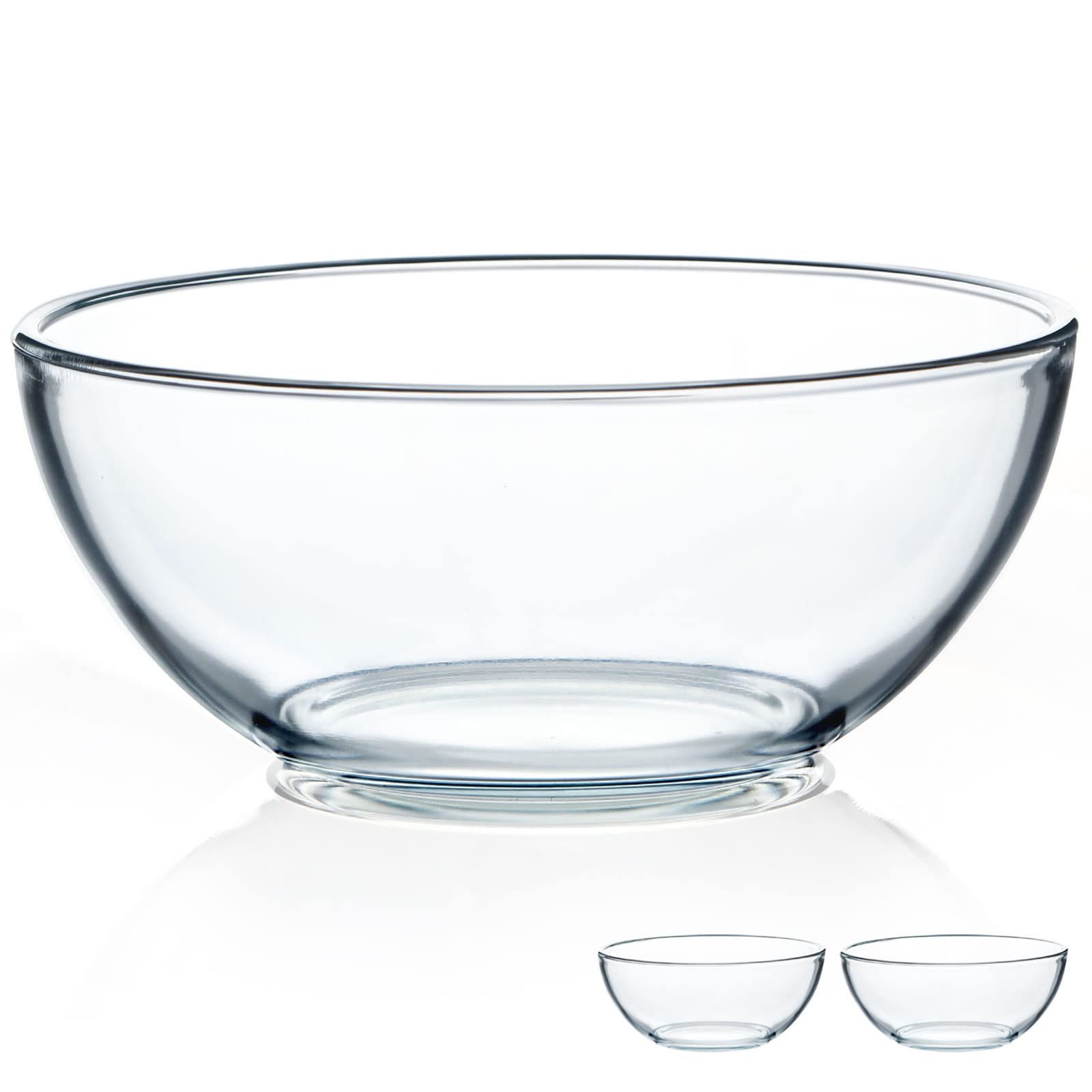 NUTRIUPS 8 Inch Glass Bowls Set of 2 - Microwave & Oven Safe Tempered Glass Bowls for Salad, Soup, Pasta - Durable Kitchenware for Meal Prep, Serving & Storage