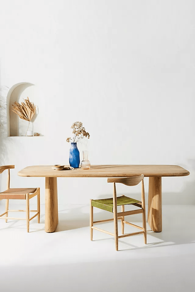 Handmade Kalle Sculptural Dining Table - Solid Wood Modern Black Dining Table for Kitchen, Dining Room & Open Concept Living Spaces