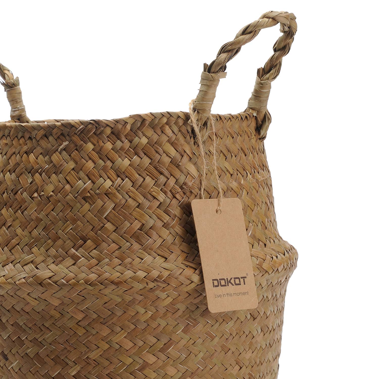 DOOKOT Woven Seagrass Storage Basket with Handles - 7