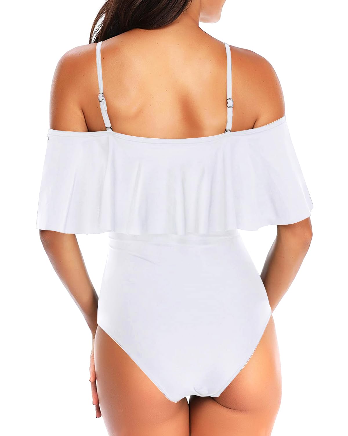 Vintage Off Shoulder Ruffled One Piece Swimsuit for Women - Sexy Retro Bathing Suit for Beach, Pool, and Summer Vacations