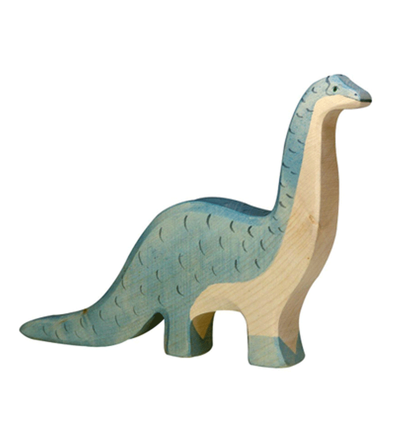 Handcrafted Wooden Brontosaurus Toy by Holztiger - Eco-Friendly Dinosaur Figurine for Kids' Playroom, Nursery Decor & Montessori Learning