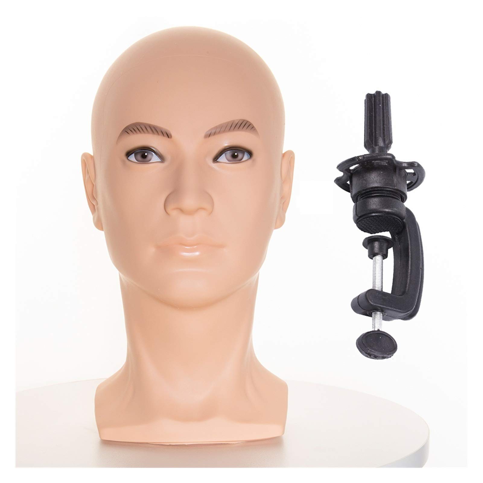 Soft PVC Bald Wig Mannequin Head for Wig Making & Training - Wig Stand for Styling Practice, Hat Display (Color: No.1 with Stand) - Perfect for Salon Training, Cosplay & Home Hairstyling