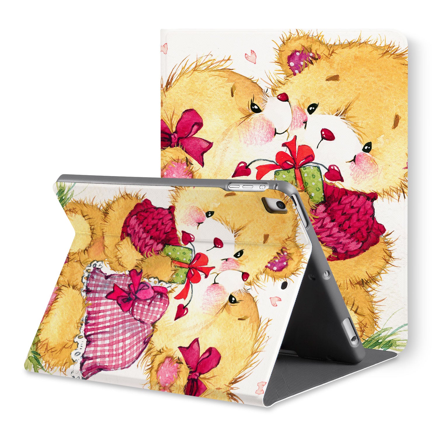 Premium iPad Folio Case with Bear Design - Slim Protective Cover for iPad 6th/7th/8th/9th Gen | Perfect for Work, School & Travel Accessories
