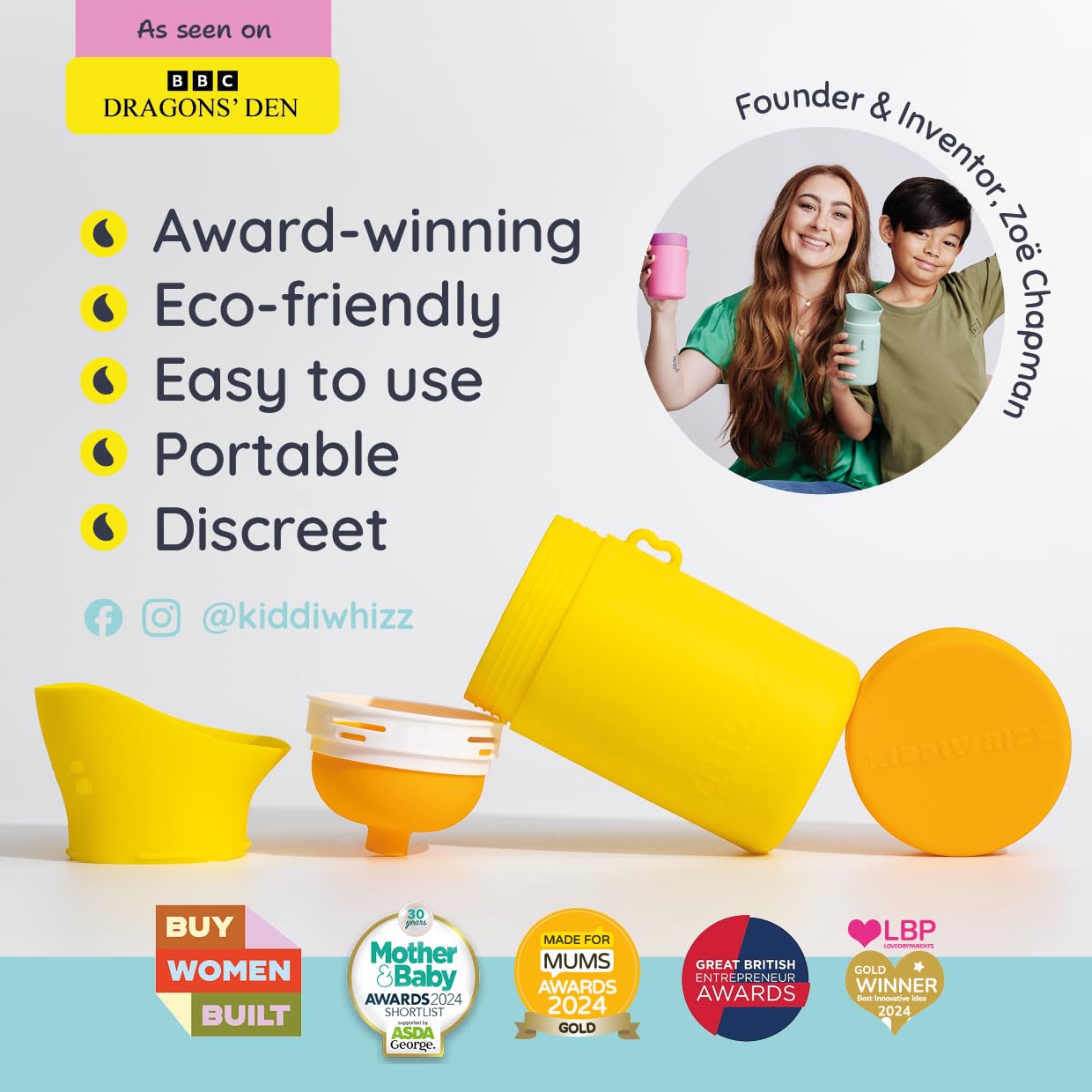 KIDDIWHIZZ Whizzer - Compact Travel Urinal for Men & Women | Leak-Proof Silicone Portable Pee Bottle (500ml) - Ideal for Camping, Festivals, Road Trips & Emergency Use
