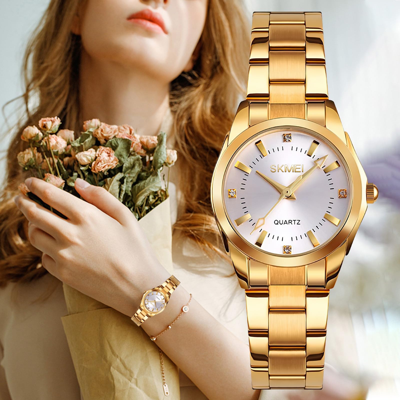 Elegant Minimalist Women's Analog Quartz Watch - Classic Stainless Steel Dress Watch for Ladies & Girls | Perfect for Office, Party & Everyday Wear