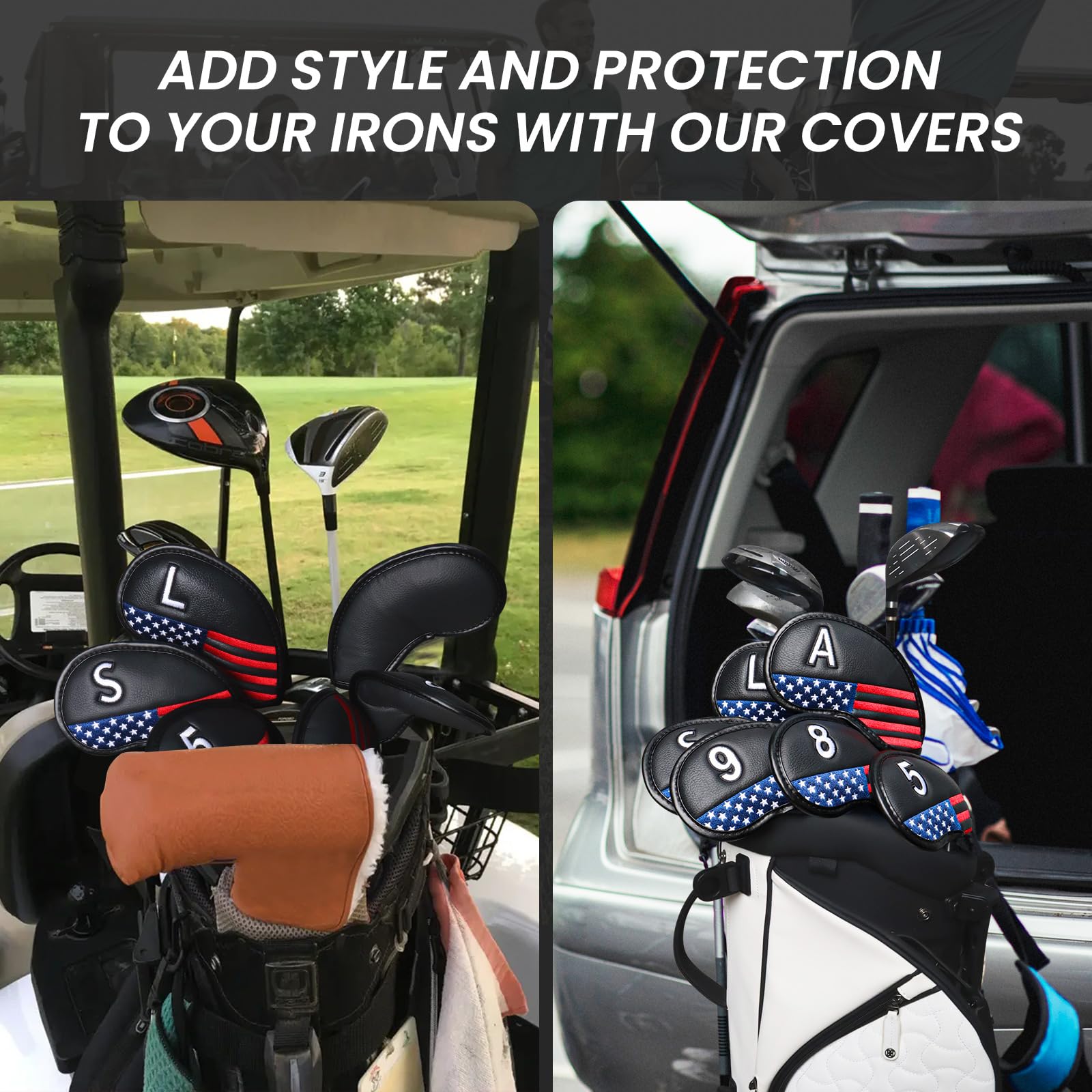 Premium 12-Piece Synthetic Leather Golf Iron Head Covers Set - Universal Fit for All Major Iron Clubs | Durable Club Protection | Perfect Golf Gift for Men & Women | Ideal for Course Play, Travel & Storage