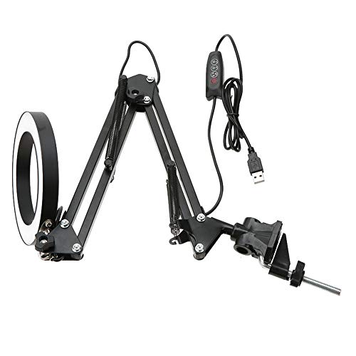 Adjustable USB Desk Lamp with Flexible Swing Arm - 3 Color Modes, Eye-Care Lighting for Skincare, Reading, Working & Study | Foldable Clamp Mount Table Lamp for Home Office & Beauty Station