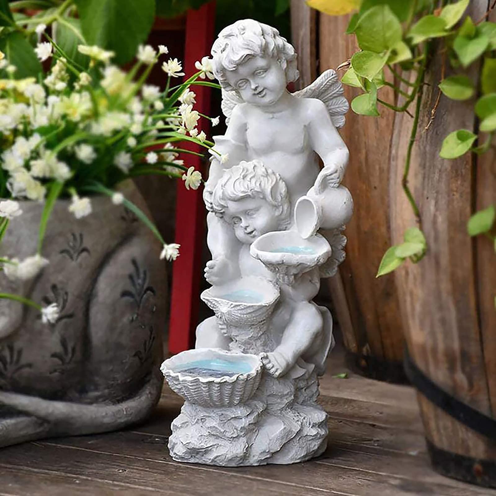 Solar Powered Fairy Angel Cherub Garden Statue - Weatherproof Resin Outdoor Decor for Yard, Patio & Lawn - Perfect for Garden, Wedding & Home Decoration