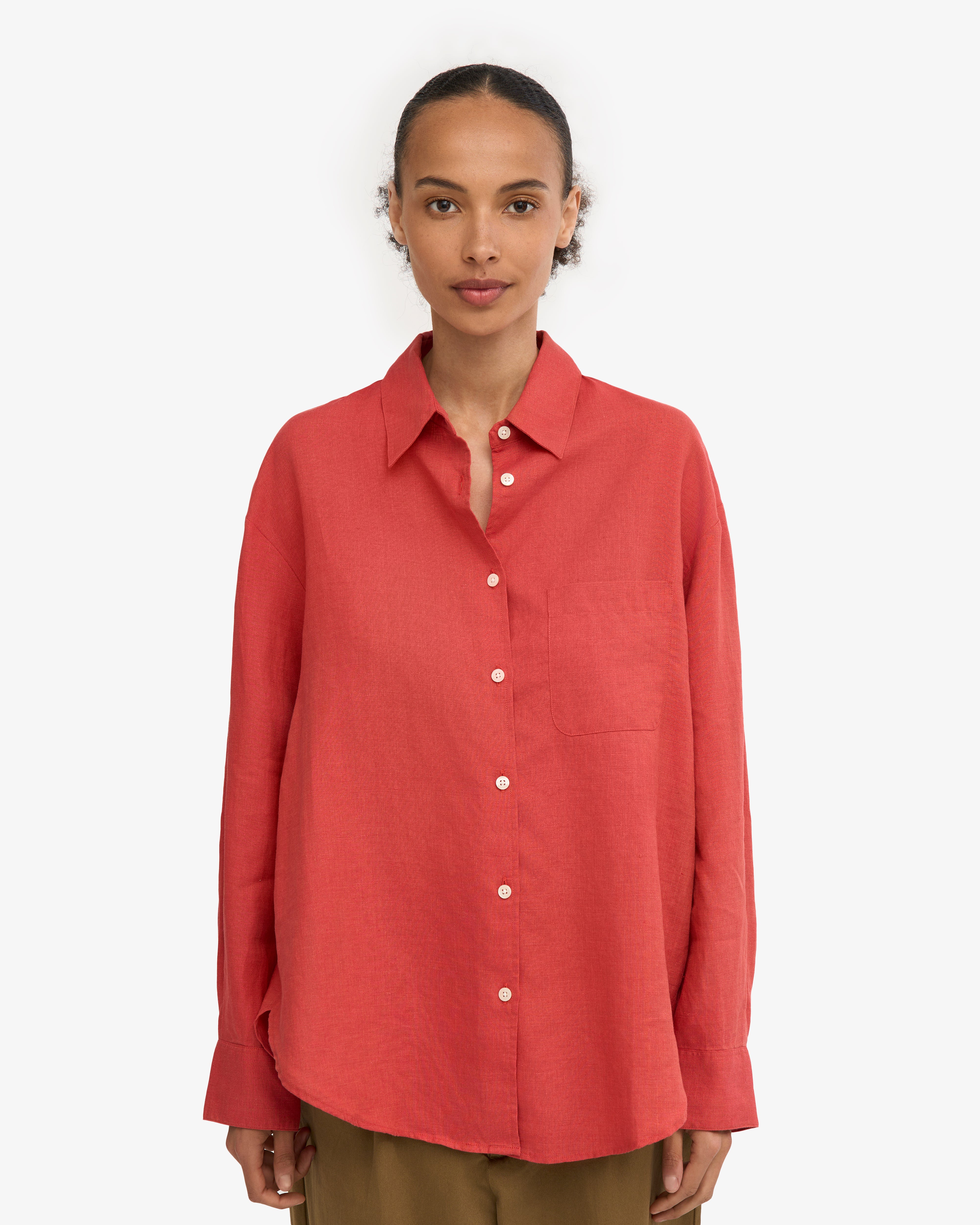 Premium Linen Oversized Shirt for Women - Breathable Petrol Blue Button Down Top - Casual Summer Wear for Beach, Office & Weekend Outings