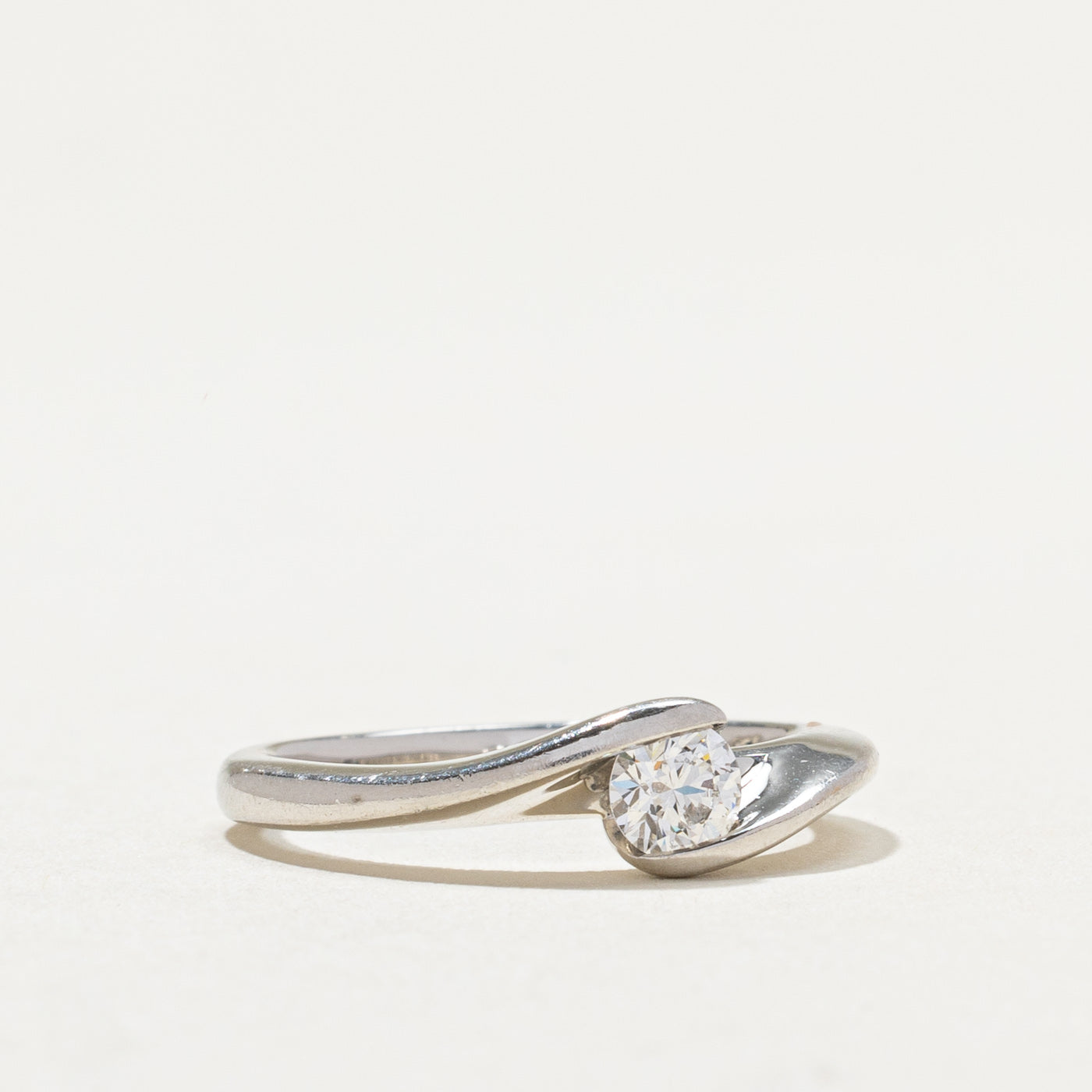 Platinum Diamond Bypass Ring - 0.27 Carat Diamond Engagement Ring for Women, Size 5.25, Elegant Wedding Band, Perfect for Proposals, Anniversaries & Special Occasions