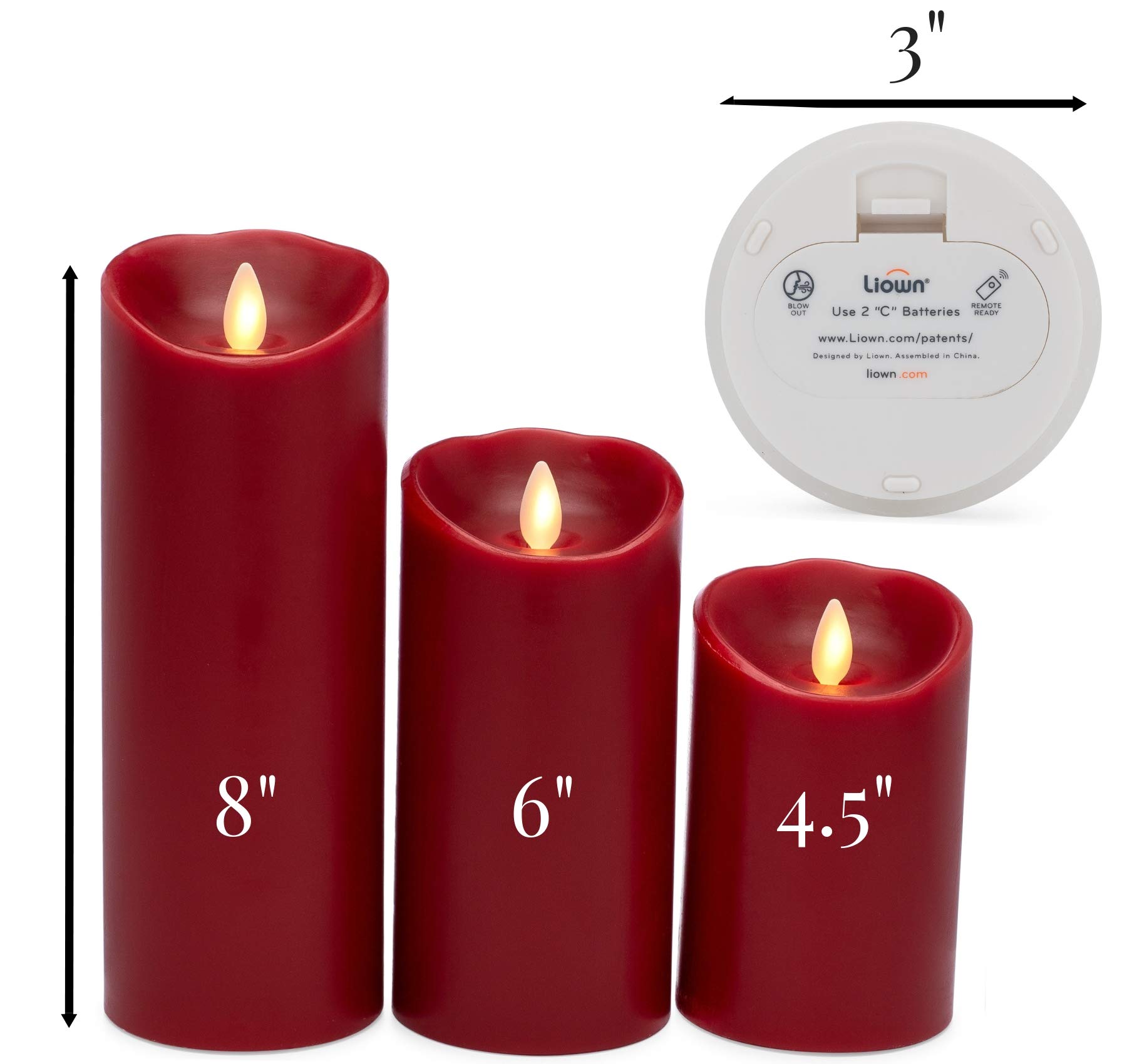 Raz Imports Flameless LED Pillar Candles Set of 3 - Remote Control Battery Operated Flickering Candles with Timer - Decorative Fake Candles for Home Decor, Wedding Centerpieces & Romantic Ambiance - Perfect for Living Room, Bedroom, Patio & Dinner Parties