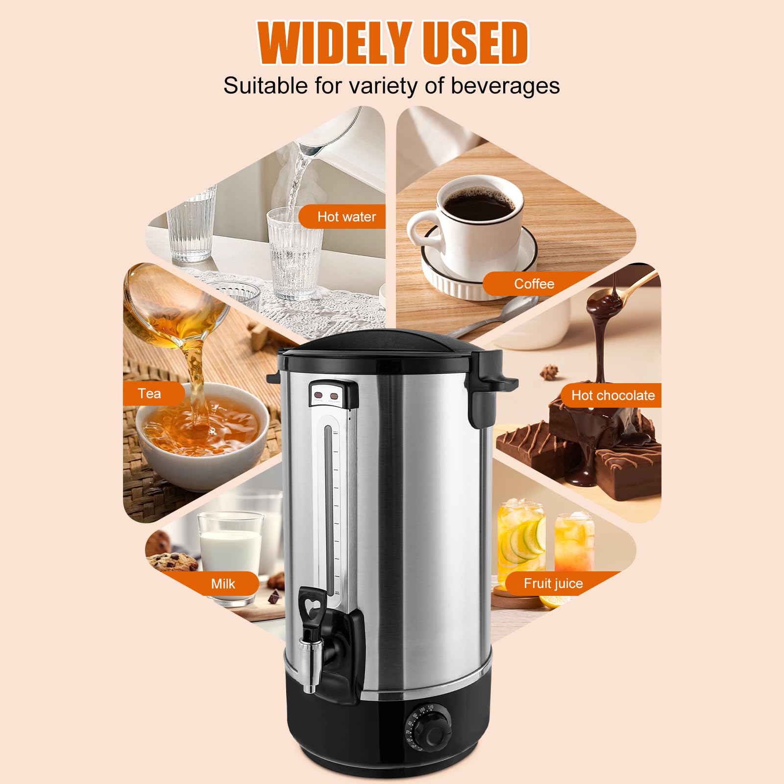 20L Commercial Electric Water Boiler with Spigot - Large Capacity Hot Water Dispenser for Coffee Shops, Milk Tea Stores, Restaurants & Office Break Rooms - Perfect for Making Coffee, Tea, Soups & Instant Meals