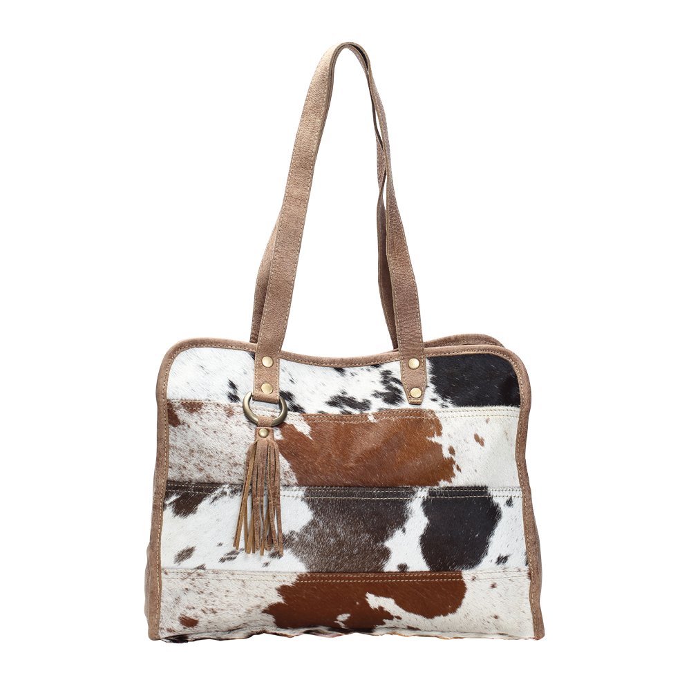 Myra Striped Cowhide Leather Tote Bag for Women - Stylish & Durable Handbag (Model S-1164) | Perfect for Work, Travel & Everyday Use