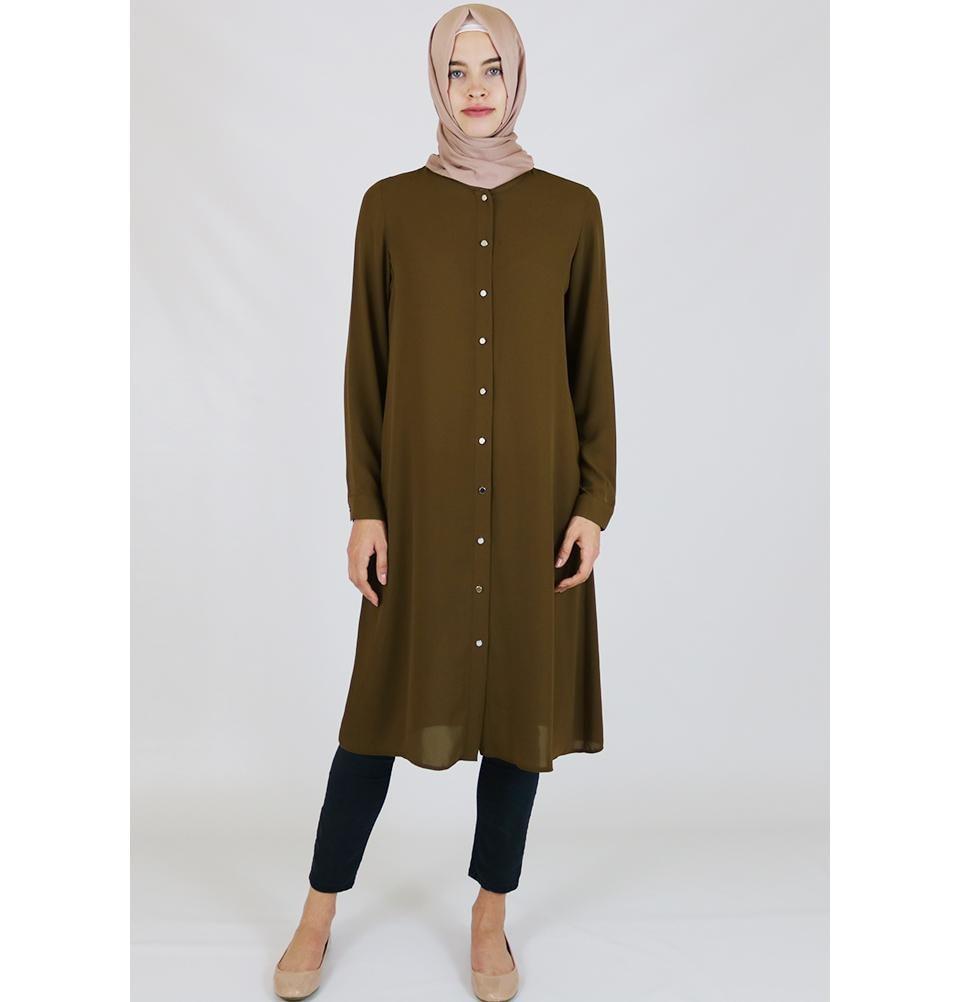 Abaci Simple Tunic Dress 17TNK9936 in Olive Green - Perfect for Casual Wear, Office Outfits & Everyday Comfort