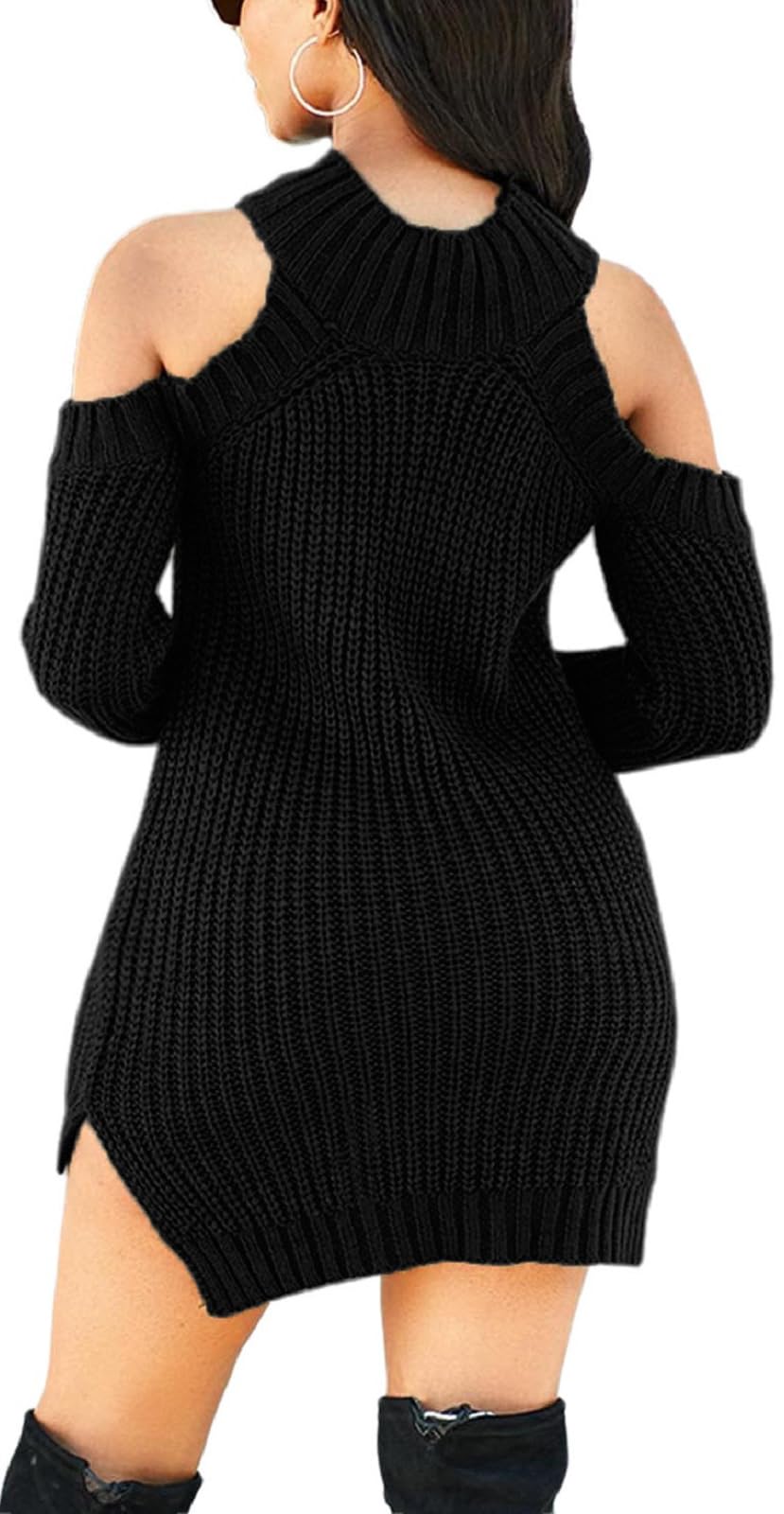 SexyCherry Women's Casual Off Shoulder Long Sleeve Knit Sweater Dress - Winter Pullover Tunic for Date Night, Party & Office Wear