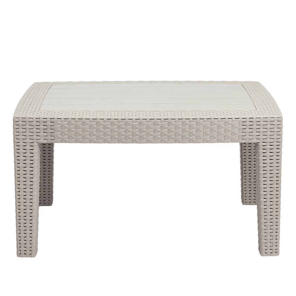 4-Piece Weather-Resistant Outdoor Patio Furniture Set - Gray & White Loveseat Sofa with Coffee Table for Garden, Backyard, Poolside or Balcony