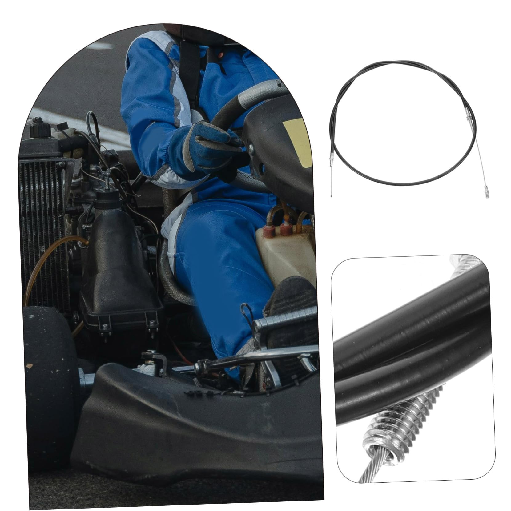 71-Inch Go Kart Throttle Cable Replacement Kit - High Performance Throttle Control for Racing Karts, Mini Bikes & ATVs - Durable Replacement Part for Smooth Acceleration (Perfect for Track Racing & Off-Road Adventures)