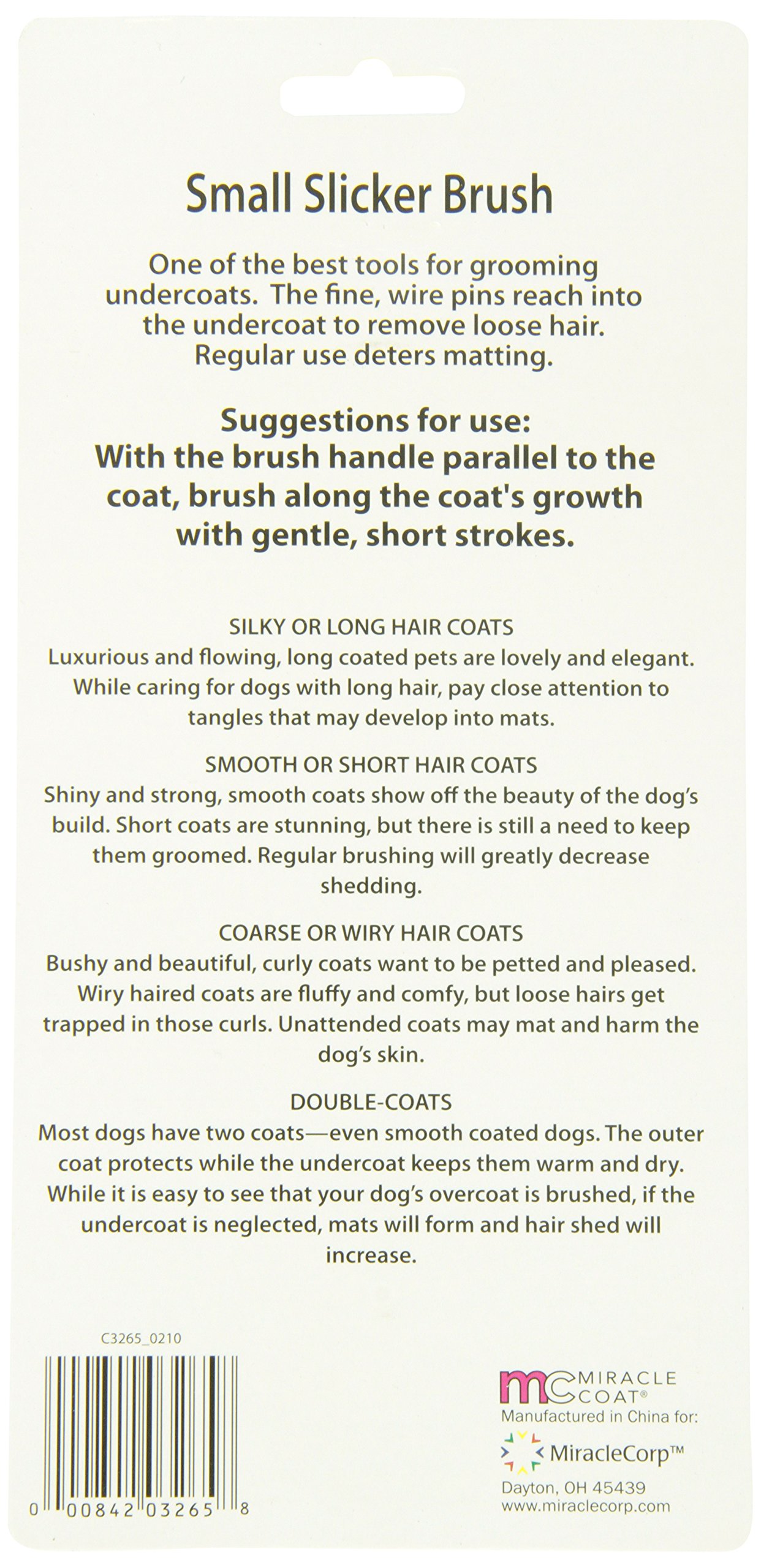 Miracle Care Coat Slicker Dog Brush for Small Dogs - Gentle Deshedding & Grooming Tool for Short & Long Hair - Perfect for Daily Brushing & Coat Maintenance