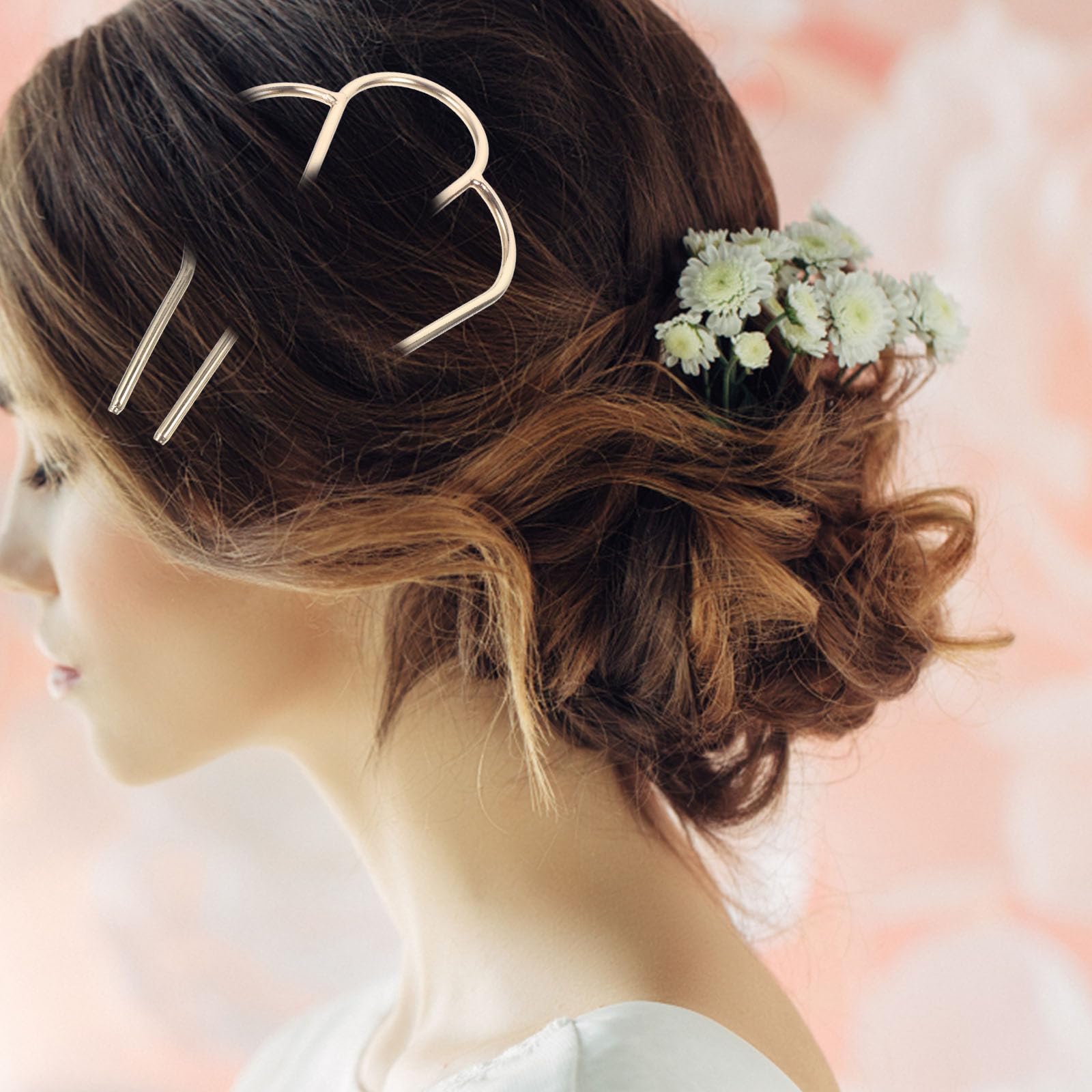 Bestoyard 2-Pack U-Shaped Hair Forks - 4 Prong Hairpins for Updos, Buns & Braids - Durable Alloy Hair Clips for Women & Girls - Perfect for Weddings, Parties & Everyday Styling