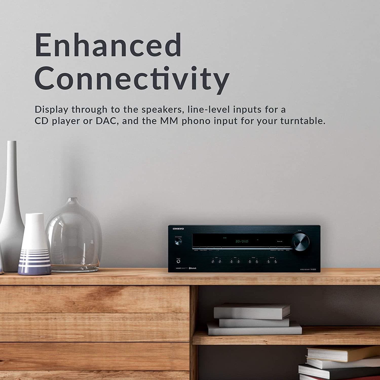 Onkyo TX-8220 Stereo Receiver with Built-In Bluetooth - High-Fidelity Audio for Home Theater, Music Streaming & Wireless Connectivity