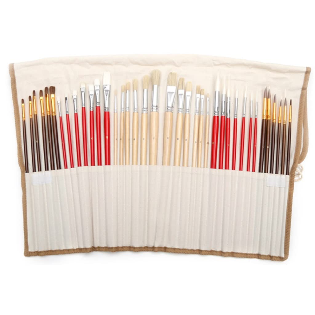 38-Piece GRETD Paint Brush Set - Synthetic & Natural Hair Brushes for Watercolor, Oil & Acrylic Painting - Includes Durable Brush Case - Perfect for Artists, Students & DIY Craft Projects