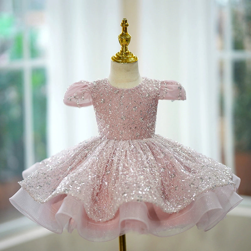 Sparkly Sequins Baby Girl Formal Dress for Birthday Party & Special Occasions - Toddler Princess Gown for Weddings, Pageants & Photo Shoots