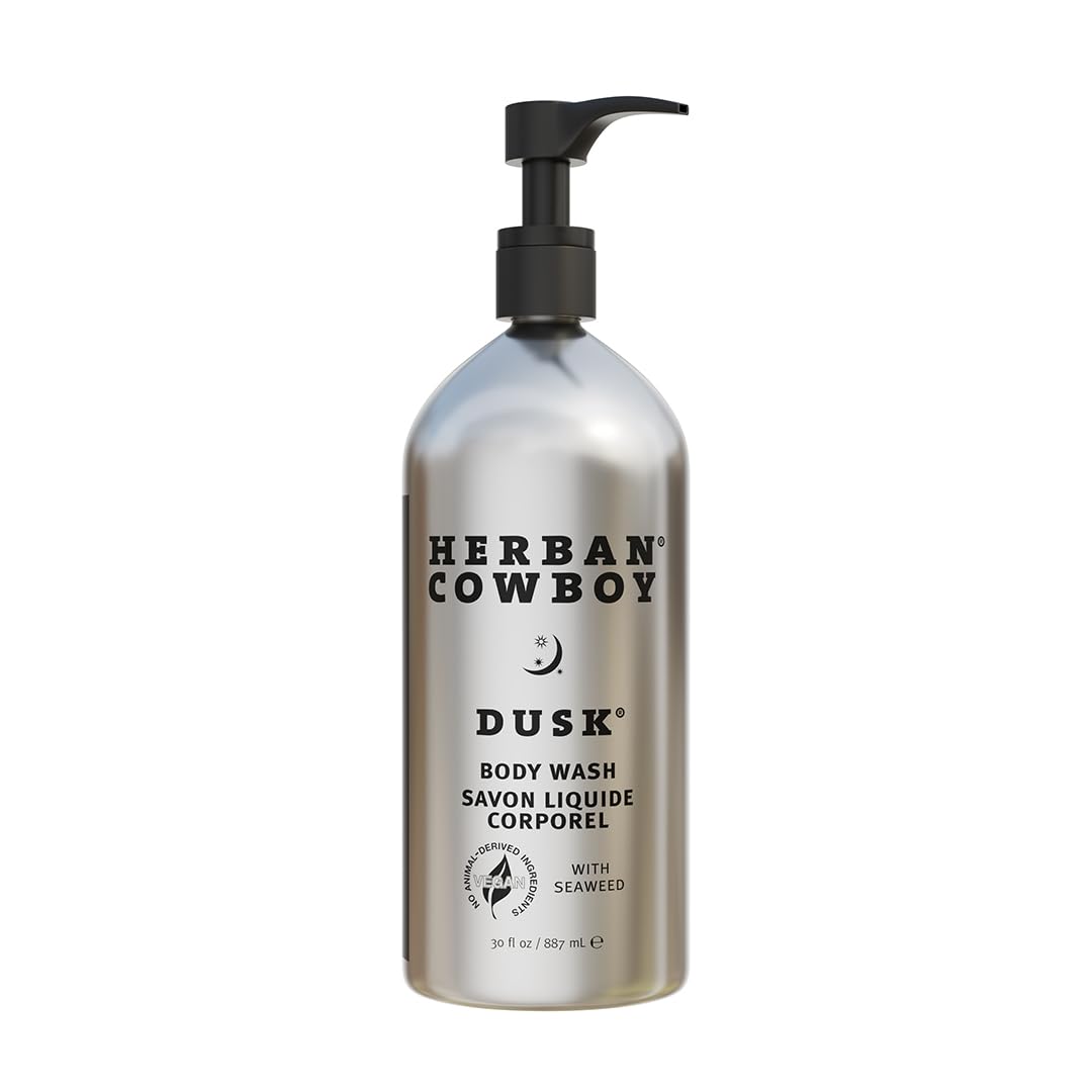 Herban Cowboy Dusk Cologne Scent Body Wash for Men - 30 oz Vegan & Plant-Powered Formula in Eco-Friendly Aluminum Bottle - Refreshing Shower Gel for Daily Use, Gym & Post-Workout Cleansing
