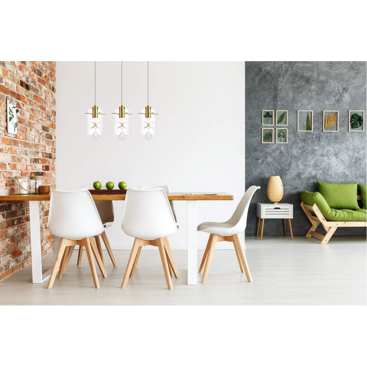 Luxury Hana 3-Light Gold Pendant Lighting Fixture for Living Room, Kitchen, Bedroom & Hallway - Elegant Ceiling Light for Dining Room, Foyer & Home Decor