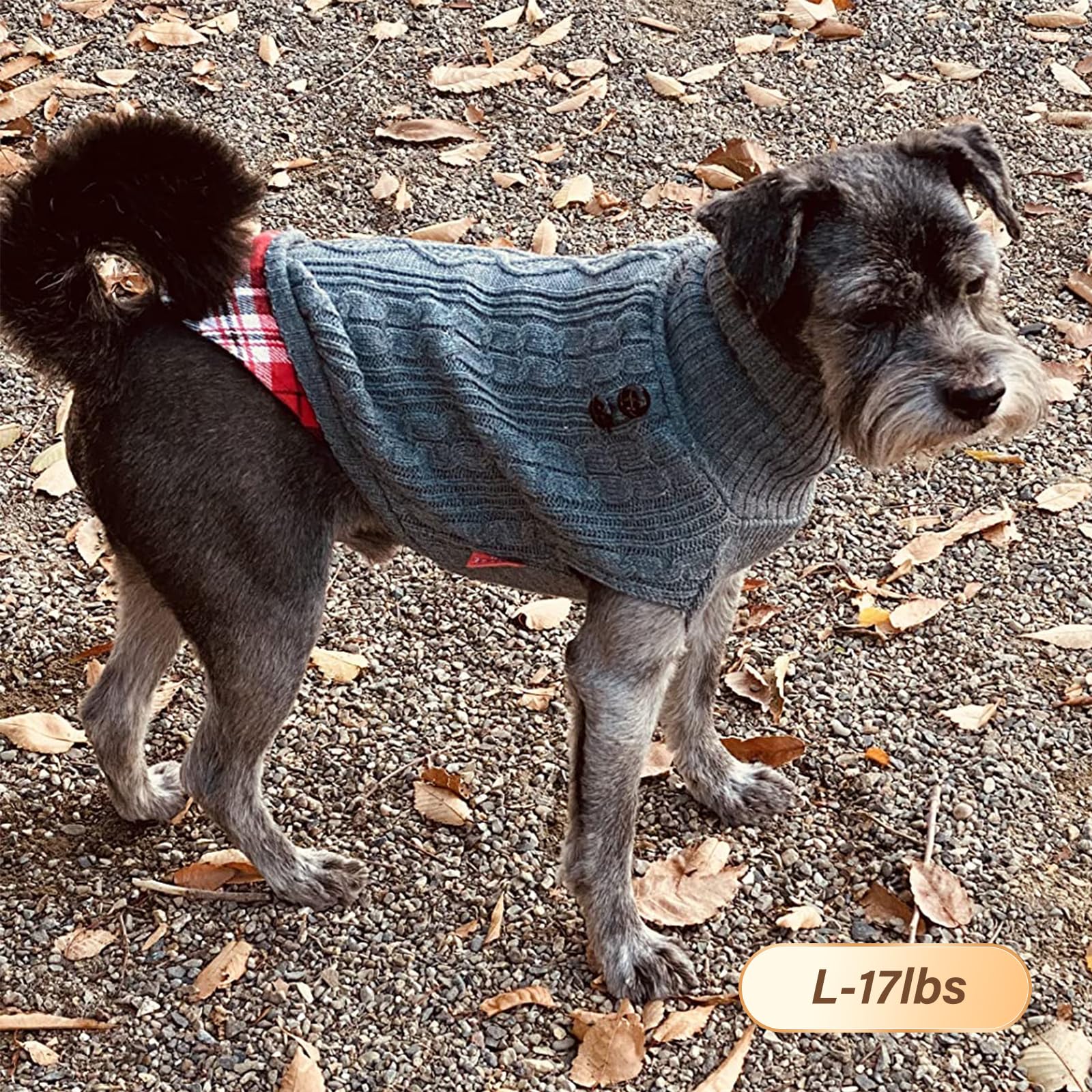 KYEESE Gingham Dog Sweater - Warm Knit Pullover for Medium Dogs, Cozy Pet Coat for Fall & Winter - Perfect for Outdoor Walks and Indoor Comfort