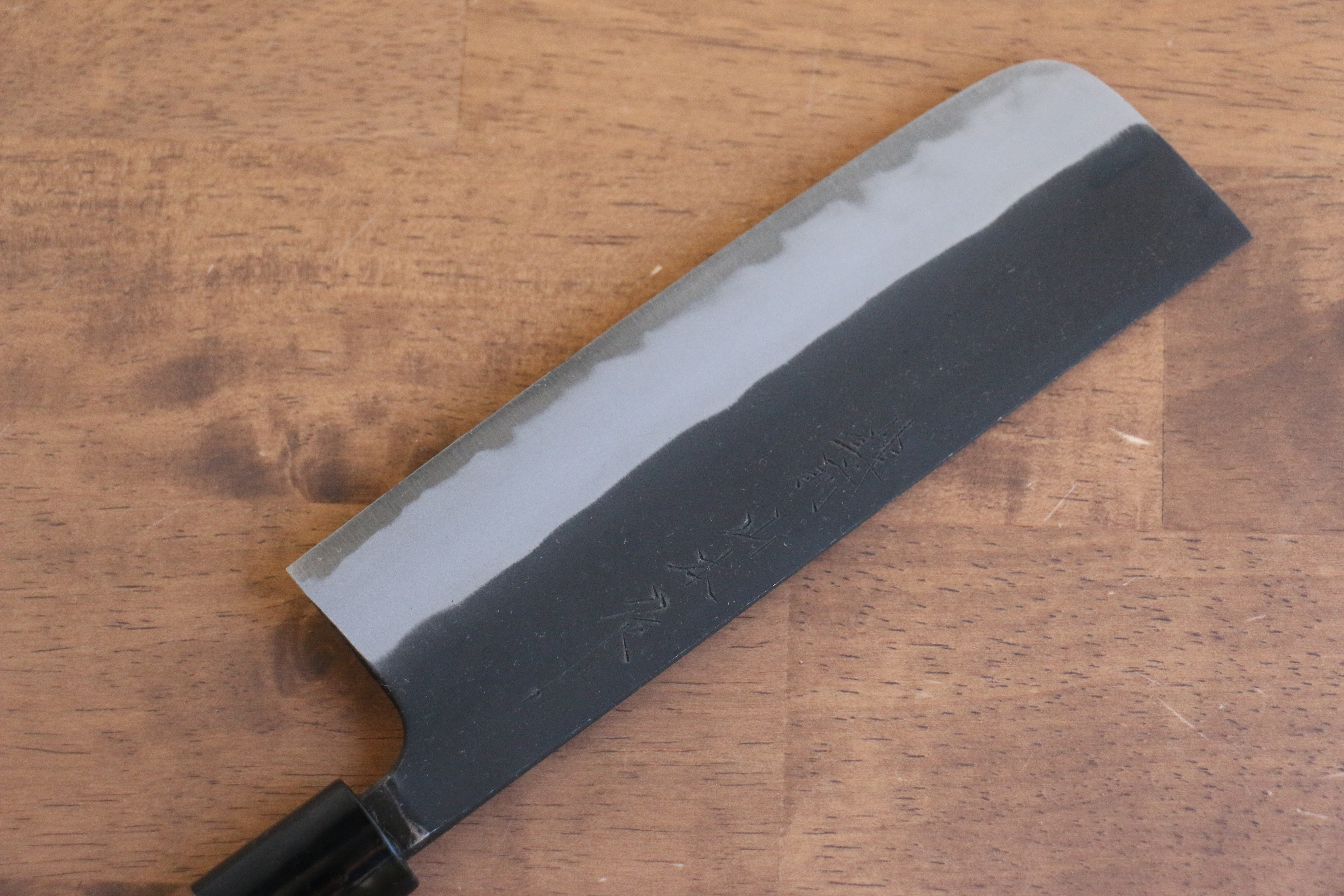 Premium Nao Yamamoto Blue Steel Kurouchi Nakiri Knife 165mm - Japanese Walnut Handle - Perfect for Slicing Vegetables & Herbs in Professional & Home Kitchens