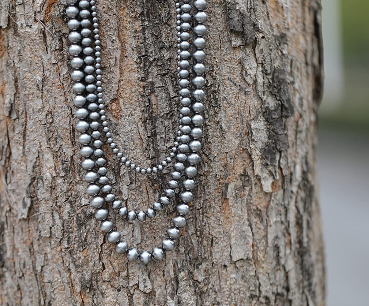 Navajo Black Pearl Layered Necklace for Women - Western Cowgirl Beaded Pearl Jewelry for Party, Wedding & Everyday Wear | Boho Chic Accessories for Women & Girls