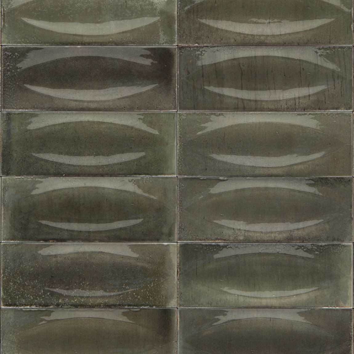 Distressed Gray Tile 3x8 with Deco Eye - Vintage Ceramic Wall Tile for Kitchen Backsplash, Bathroom, and Fireplace Decor