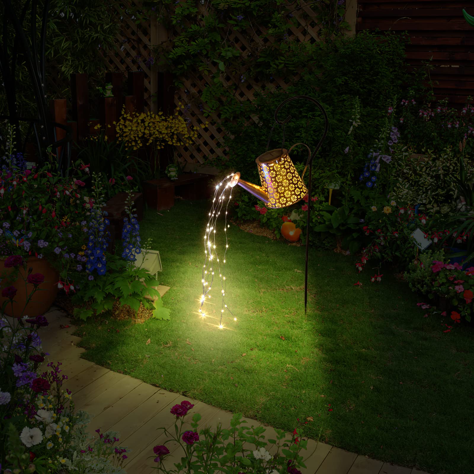 Waterproof Solar Hanging Lantern Lights for Outdoor Garden Decor - 2 Pack White LED Watering Can Landscape Lighting for Porch, Lawn, Driveway, Patio & Pathway | Perfect for Backyard, Wedding & Holiday Decorations