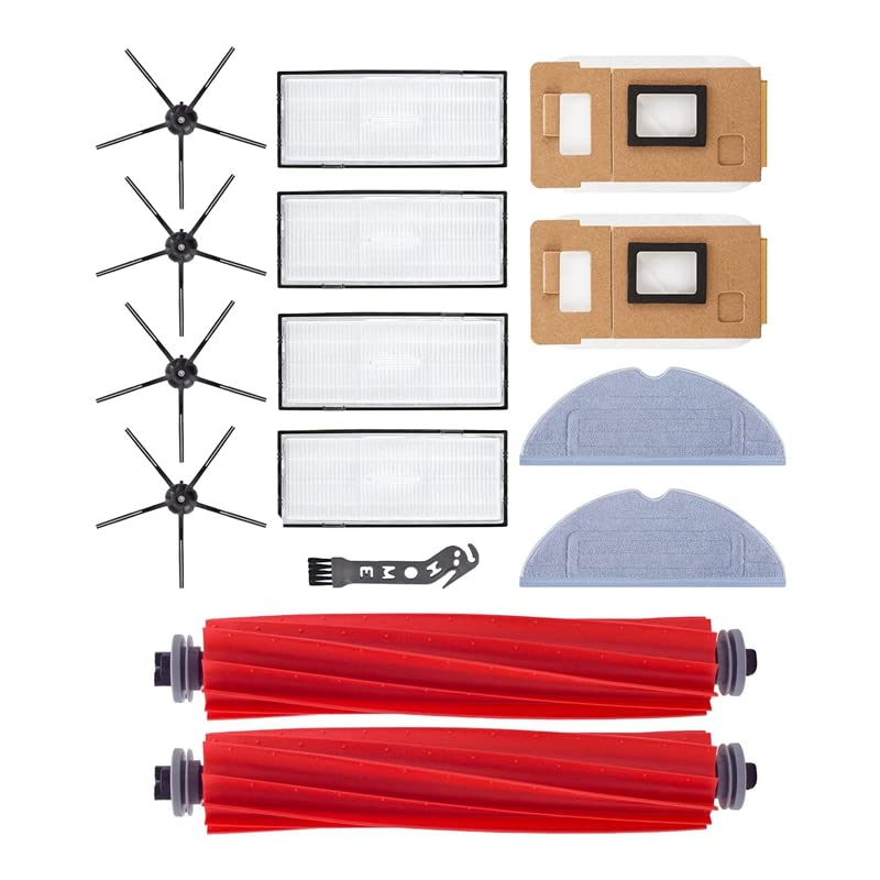 Roborock S7 T7S T7S Plus Vacuum Cleaner Replacement Parts Kit - Main Brush, Side Brush, HEPA Filters, Mop Cloth & Dust Bag (Purple) | Compatible with Roborock Robot Vacuums | Perfect for Deep Cleaning & Maintenance