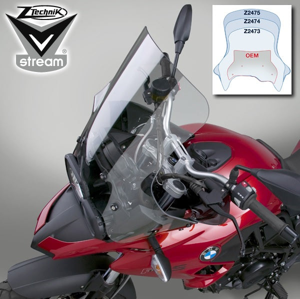 ZTechnik F700GS VStream Medium Light Tint Windshield - Motorcycle Windshield for BMW F700GS - Perfect for Touring & Adventure Riding