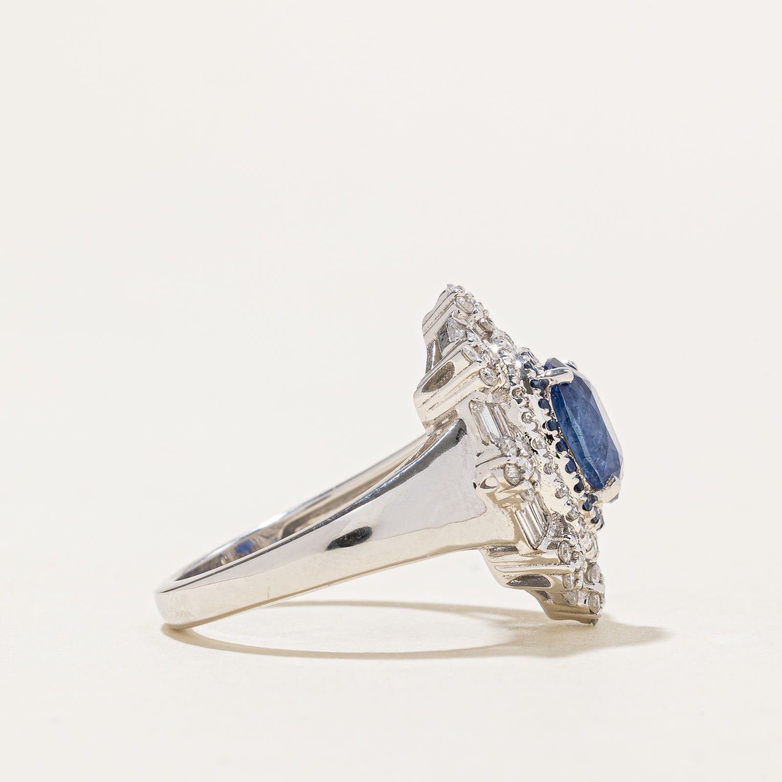 Natural Unheated Burmese Sapphire & Diamond Cocktail Ring | 2.32ctw Sapphire, 0.74ctw Diamonds | Size 6.5 | Elegant Evening Wear & Special Occasion Jewelry