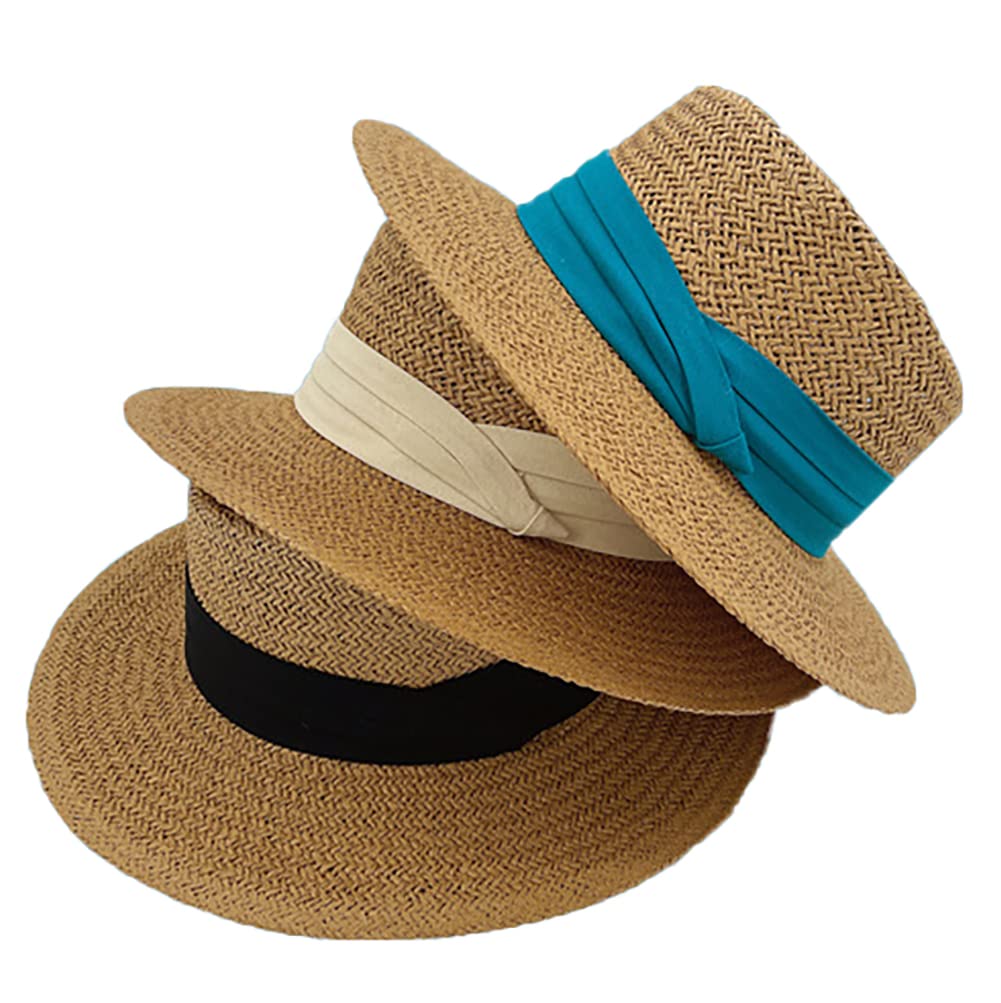 Stylish Straw Fedora Hats for Women & Men - UV Protection Summer Beach Sun Hat - Perfect for Outdoor Activities, Vacations, and Pool Parties