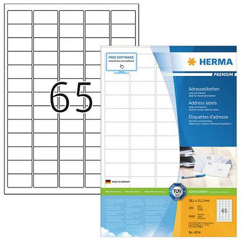 Premium A4 Label Sheets 38.1 x 21.2mm (4254) - Perfect for Office Organization, Shipping Labels & Mailing