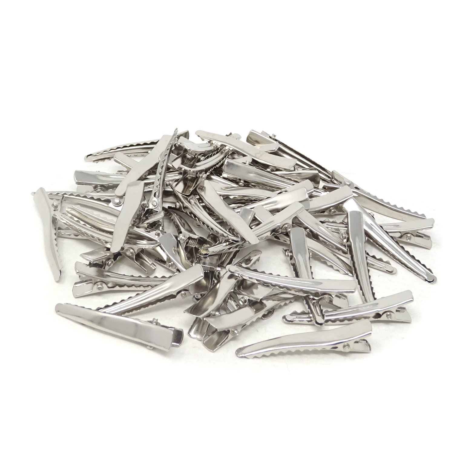 Honbay 50PCS Silver Tone Metal Alligator Hair Clips for DIY Crafts & Hair Accessories (4.5cm/1.77inch) - Perfect for Hair Styling, DIY Jewelry Making, and Gift Packaging