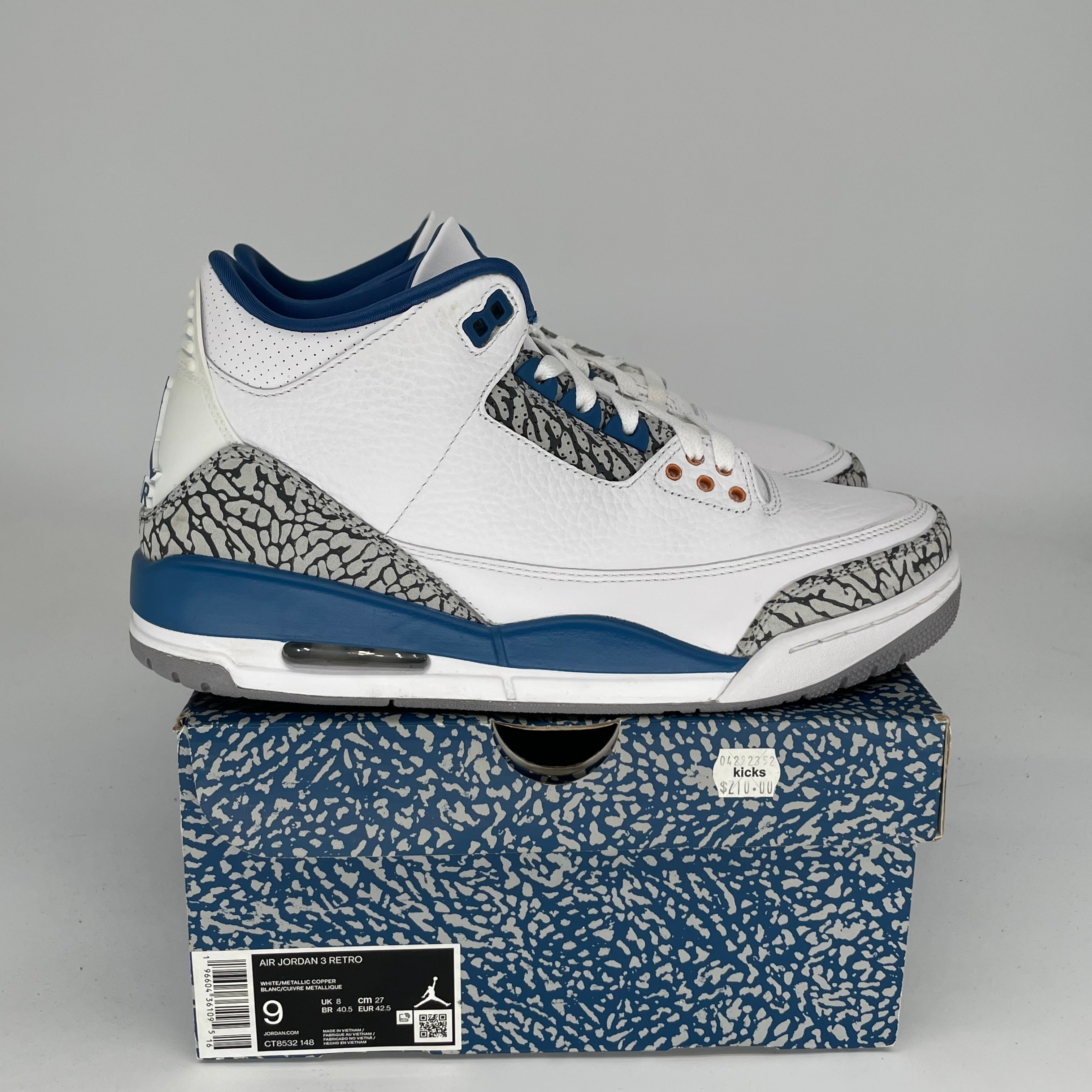 AIR JORDAN 3 Retro WIZARDS Basketball Shoes Men's Size 9 - Style Code CT8532-148 | Authentic Sneakers for Streetwear, Basketball & Casual Wear