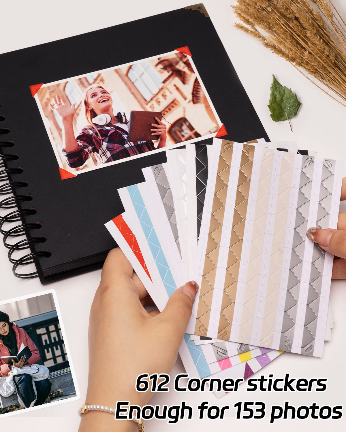 DIY Scrapbook Photo Album 100 Pages (8x8 Inch) - Small Blank Memory Book with Black Hardcover & Pages - Personalized Handmade Craft Journal for Wedding, Baby, Travel & Family Memories