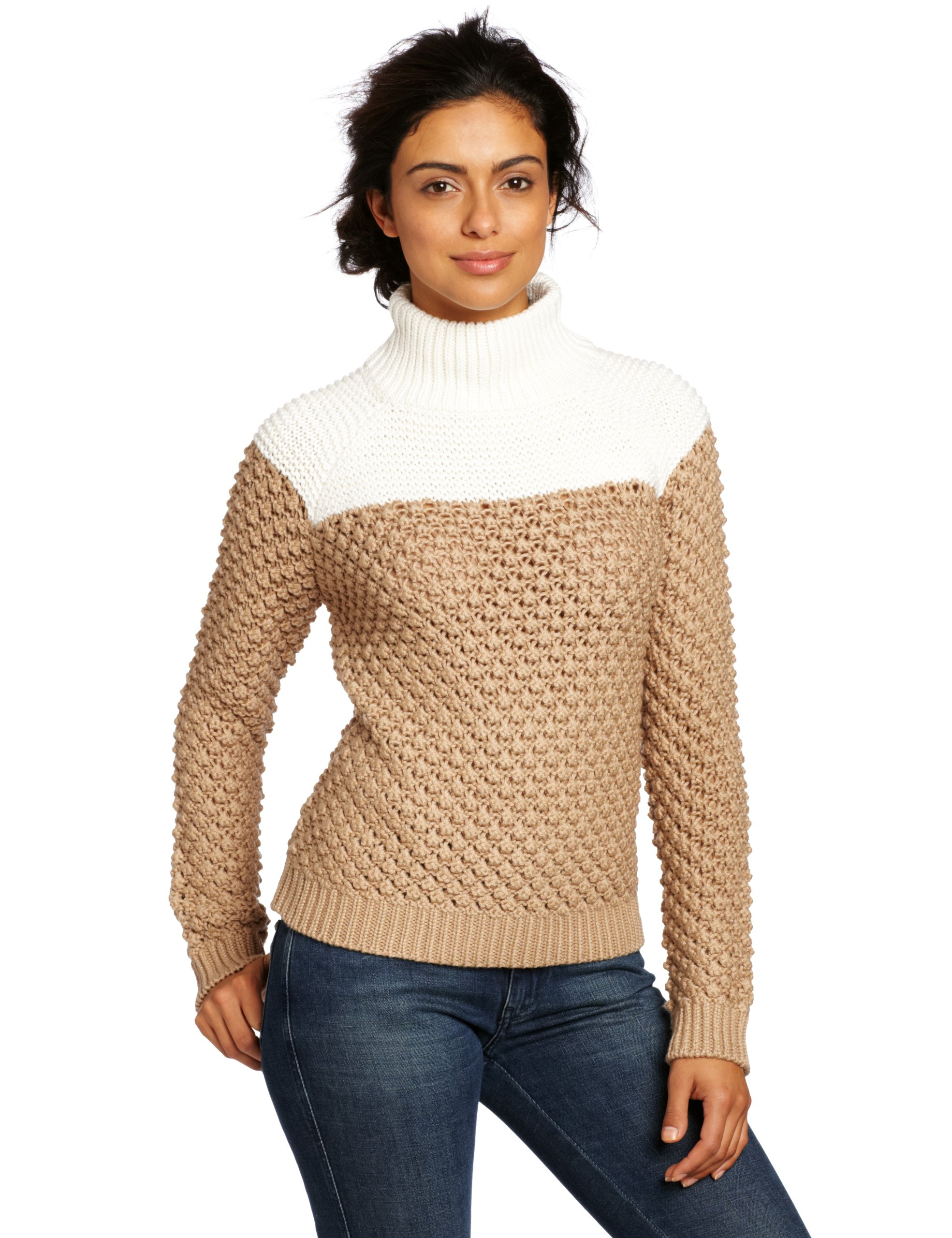 525 America Women's Two Tone Mock Neck Sweater - Soft Knit Pullover for Casual Wear, Office & Fall Layering | Cozy Winter Fashion Top for Women