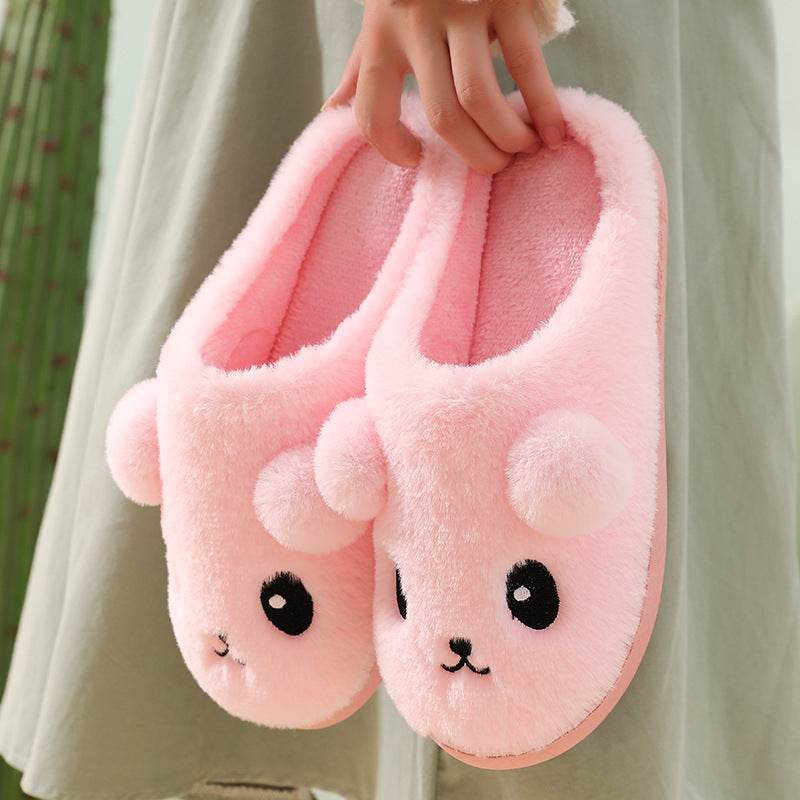 Cute Thick Sole Plush Slippers for Women - Soft & Cozy Indoor/Outdoor House Shoes - Perfect for Home, Lounge, and Dorm Comfort