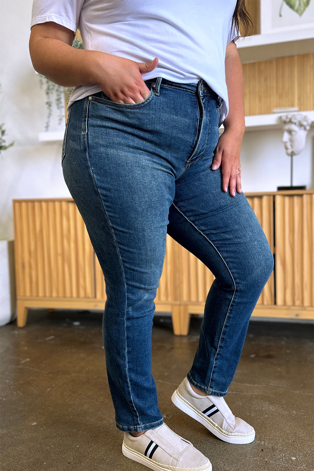 Judy Blue High Waist Tummy Control Slimming Jeans for Women - Comfortable Stretch Denim Pants for Everyday Wear & Casual Outfits