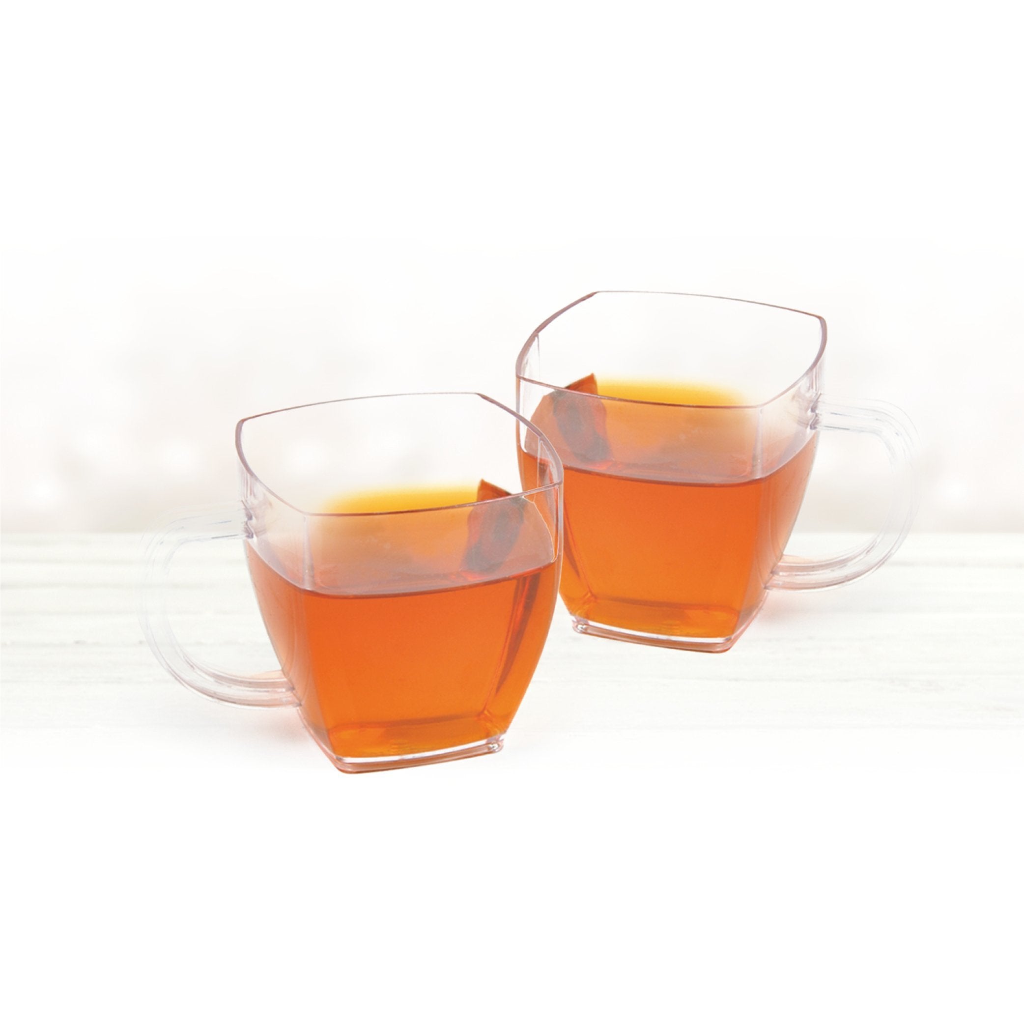 10 oz. Clear Plastic Coffee & Tea Cups with Handle - 8 Pack - BPA Free, Reusable, Durable for Hot & Cold Beverages - Perfect for Home, Office, Cafes, Parties & Outdoor Events