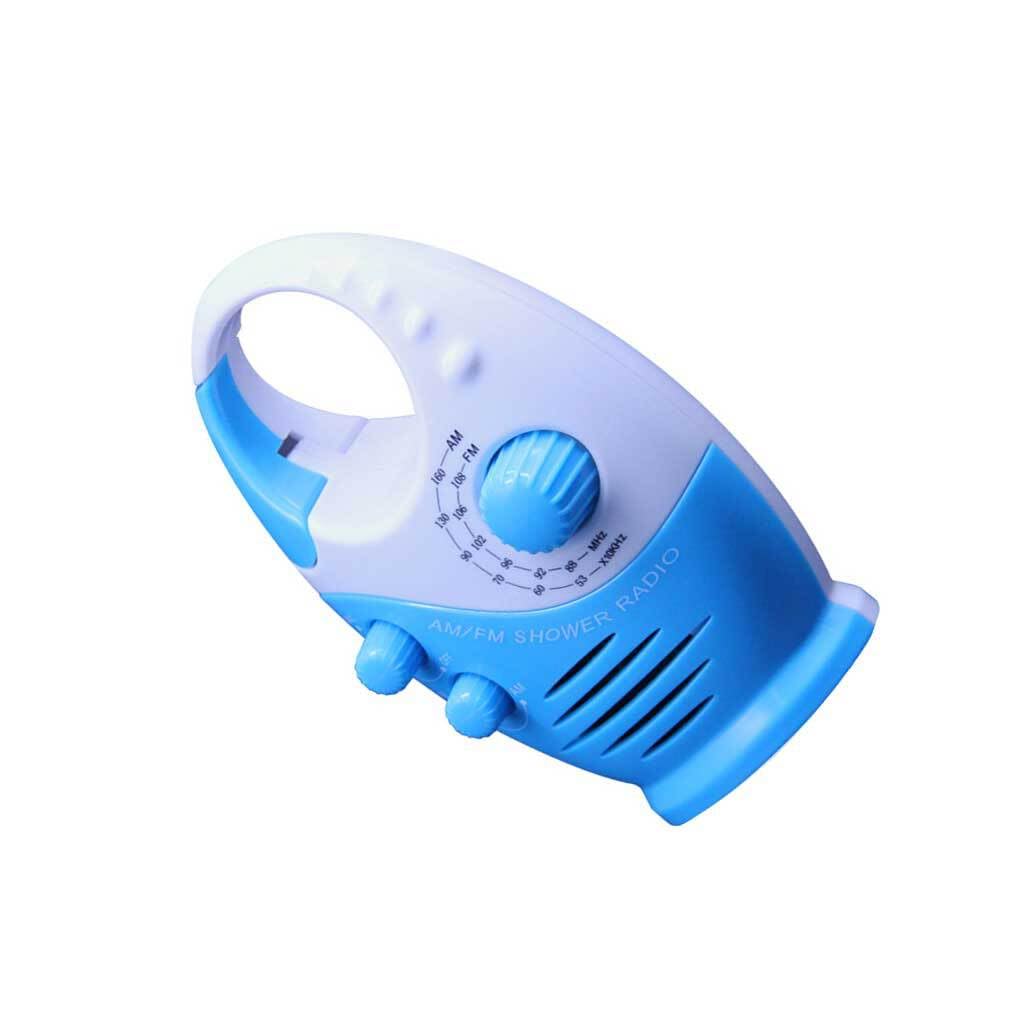 Waterproof ABS Shower Radio with Adjustable Volume - Portable Hanging Bathroom Radio for Bathing, Swimming Pool & Outdoor Use - Battery Powered, Blue
