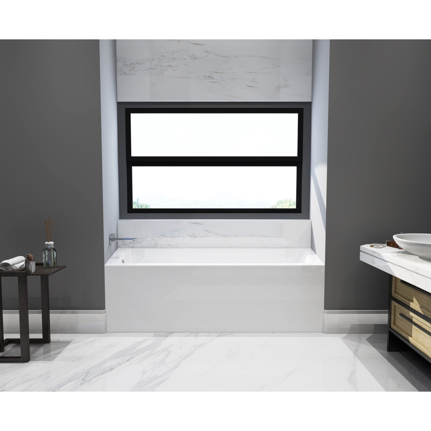 Aqua Eden VTAP663222L 66-Inch Acrylic Rectangular 3-Wall Alcove Bathtub - Left Hand Drain, Glossy White - Perfect for Modern Bathrooms & Spa-Like Retreats