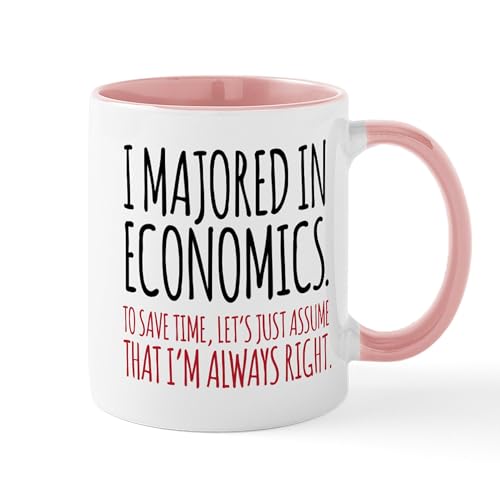 White/Pink Inside - Majored In Economics Mugs